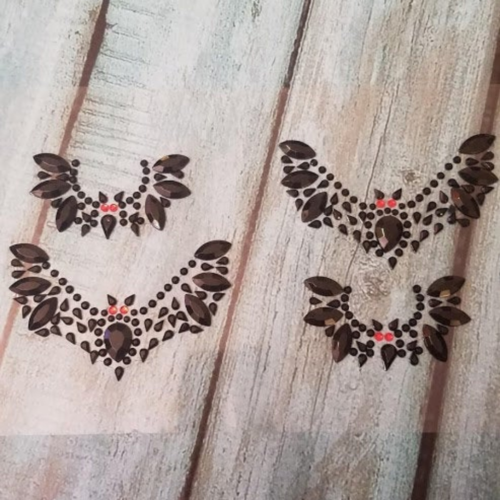 BLING Rhinestone Halloween bat sticker set of 4